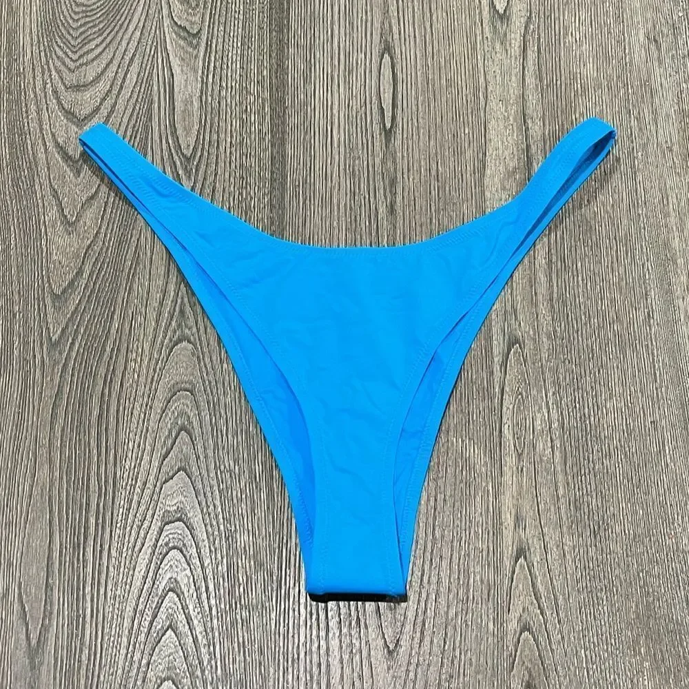 NWT Skims Recycled Swim Micro Tanga Bikini Bottom Mid-Rise Swimwear Turquoise 4X